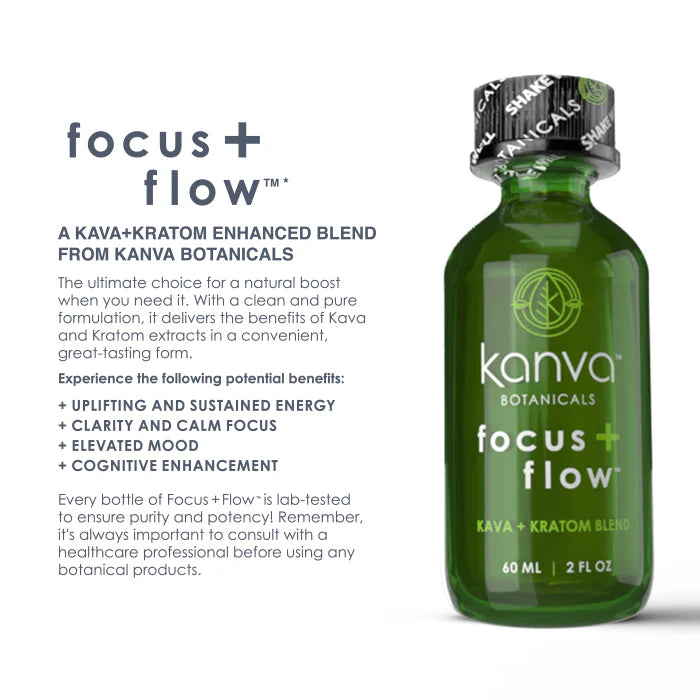 Kanva Botanicals Focus + Flow / Kava + Kratom Blend 2 FL OZ