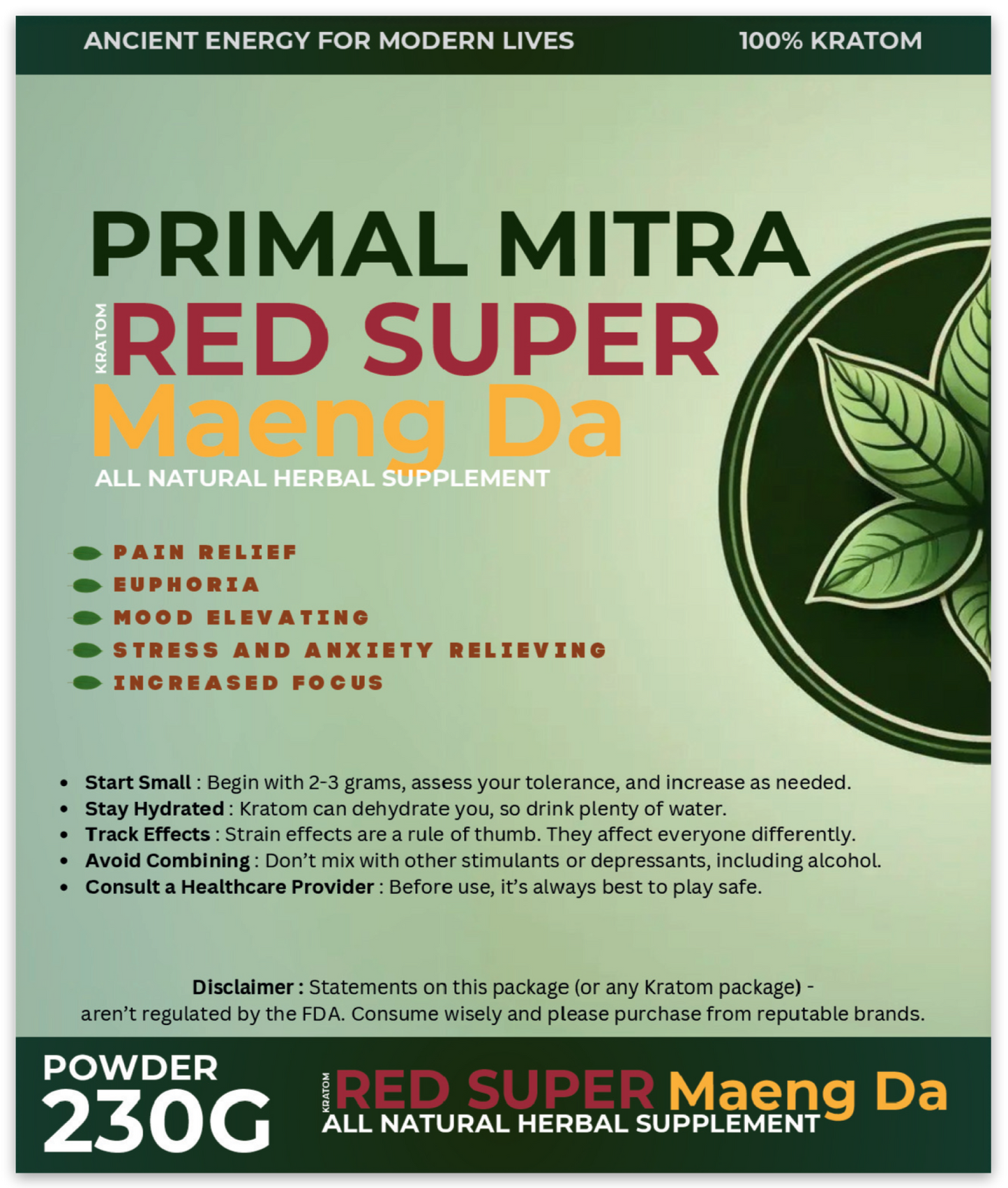 Primal Mitra 230g Kratom Powder